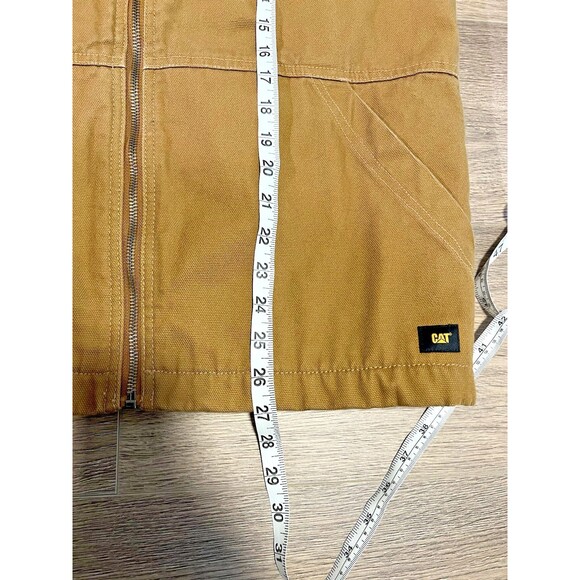 CAT Caterpillar Workwear Duck Canvas Sherpa Lined Hooded Jacket MENS S Brown - Picture 12 of 14